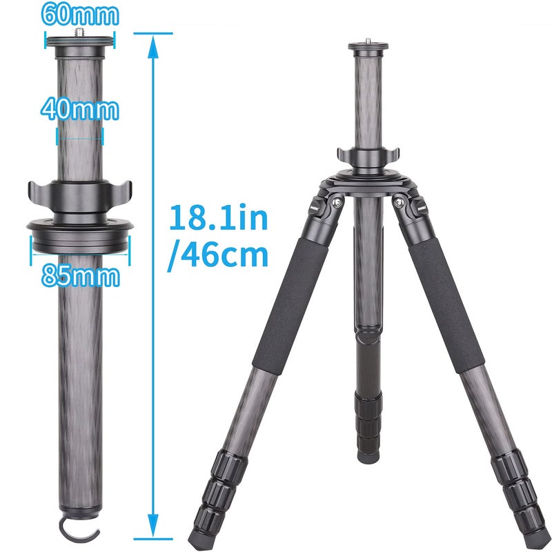 Innorel Tripod Center Column-INNOREL ER40C, 10 Layers Carbon Fiber 1.8in/40mm Tube Mid-Column Professional Extension Rod Only Suit Heavy Duty Tripod of RT90C for Digital DSLR Camcorder Camera Shooting - Image 3